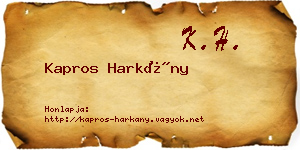 Kapros Harkány névjegykártya